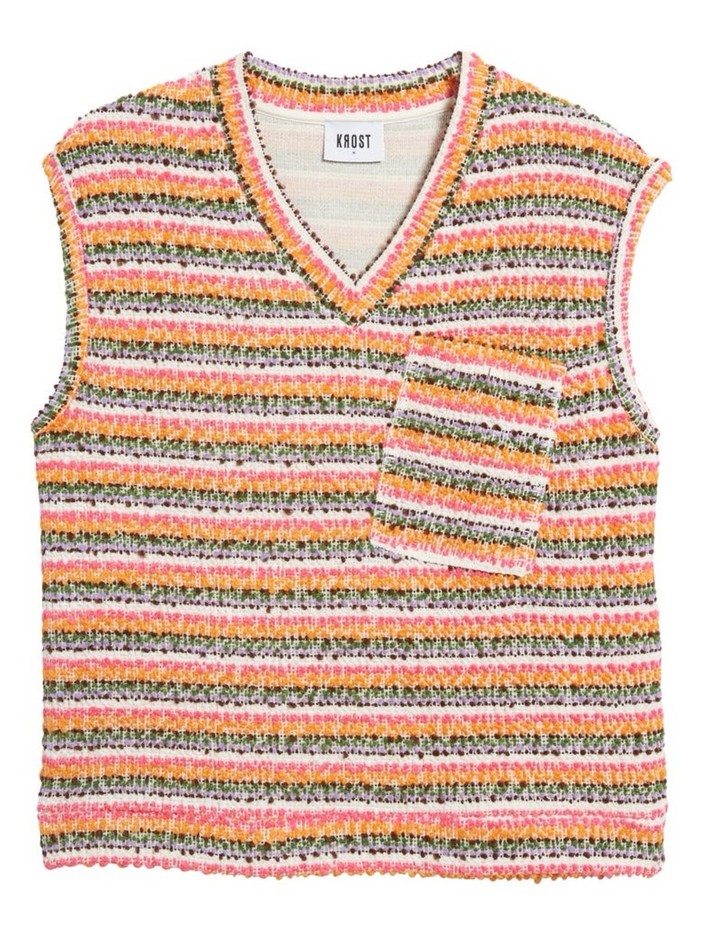 KROST Crushed Sand Sweater Vest in Orange Coral Multi size Medium